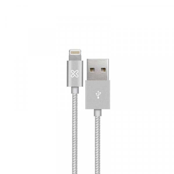 Cable KlipX Lightning Tejido Iphone 200Cm color silver