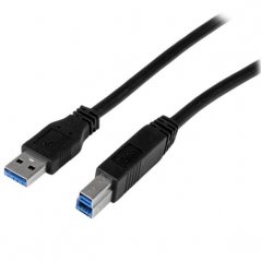 Cable Certificado 2m USB 3.0 Super Speed USB B Macho a USB A Macho Adaptador para Impresora Negro