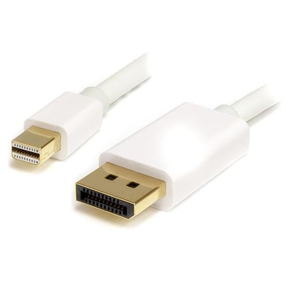 Cable Adaptador de 2mts de Monitor Mini DisplayPort 1.2 Macho a DP Macho 4k Blanco