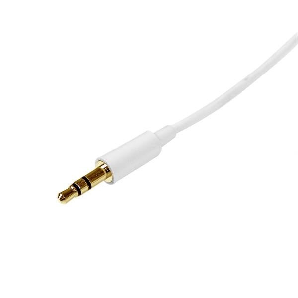 Cable Startech 1mts  Delgado de Audio Estéreo Mini Jack Plug 3,5mm Blanco Macho a Macho