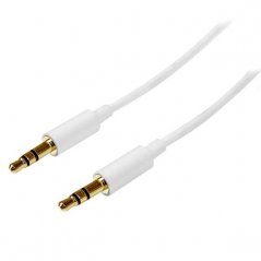 Cable Startech 1mts  Delgado de Audio Estéreo Mini Jack Plug 3,5mm Blanco Macho a Macho