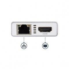 Adaptador USB-C Multifunción para Ordenadores Portátiles  con Entrega de Potencia 4K HDMI USB 3.0 Blanco