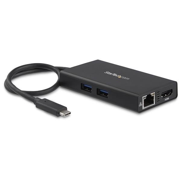 Adaptador Startech Multipuertos USB-C con HDMI de 4K- 2x Puertos USB-A PD de 60W Negro