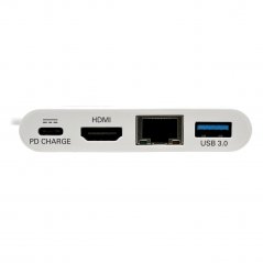 Adaptador Tripp Lite Multipuerto USB-C 4K HDMI Puerto USB-A GbE y Carga PD HDCP Blanco