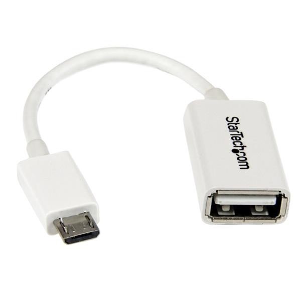 Adaptador Startech Micro USB a USB OTG Blanco de 12cm Macho a Hembra