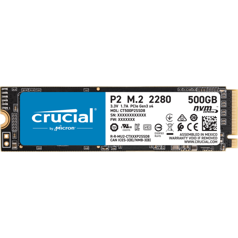 Disco SSD Crucial P2 500GB PCIe NVME M.2