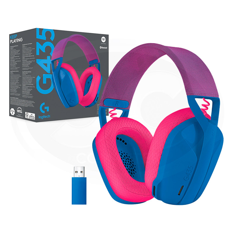 Audífonos Logitech G435 Lightspeed Dongle USB Bluetooth Azul/Rosa