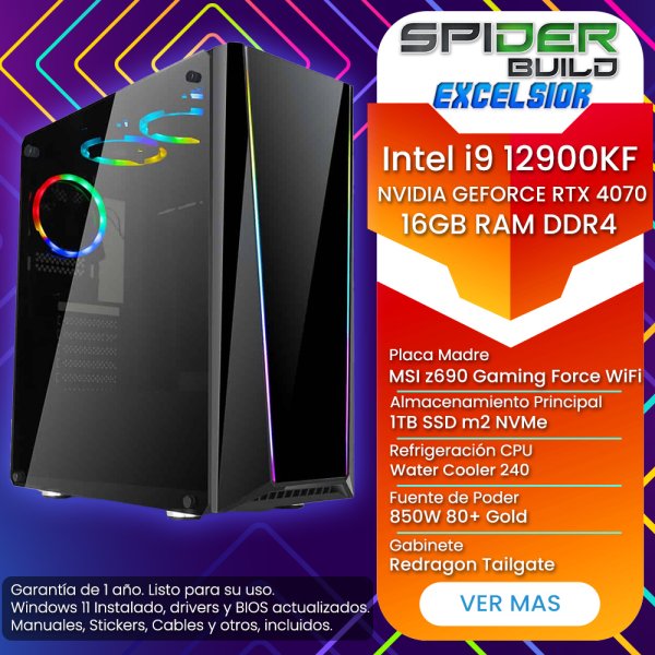 Spider Build Excelsior Intel i9 12900KF | RTX 4070 | 16...