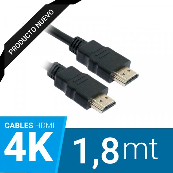 Cable HDMI 1.8M. M/M, 2.0/4K , Conectores de oro