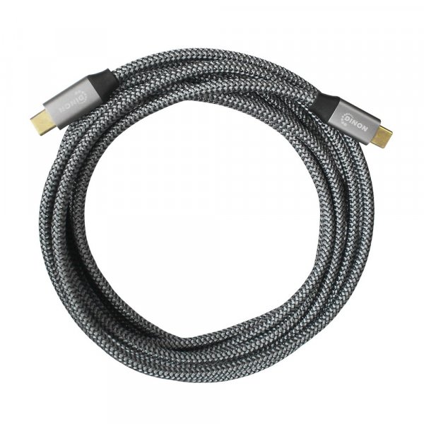 Cable USB-C a USB-C 3.1 10Gbps 1.8mts Conector Metálico Gris